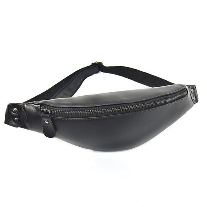 Sigrid Smooth Black Leather Waist Bag | Smooth Black Leather Fanny Pack-2